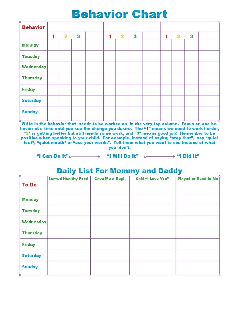Printable Behavior Charts free