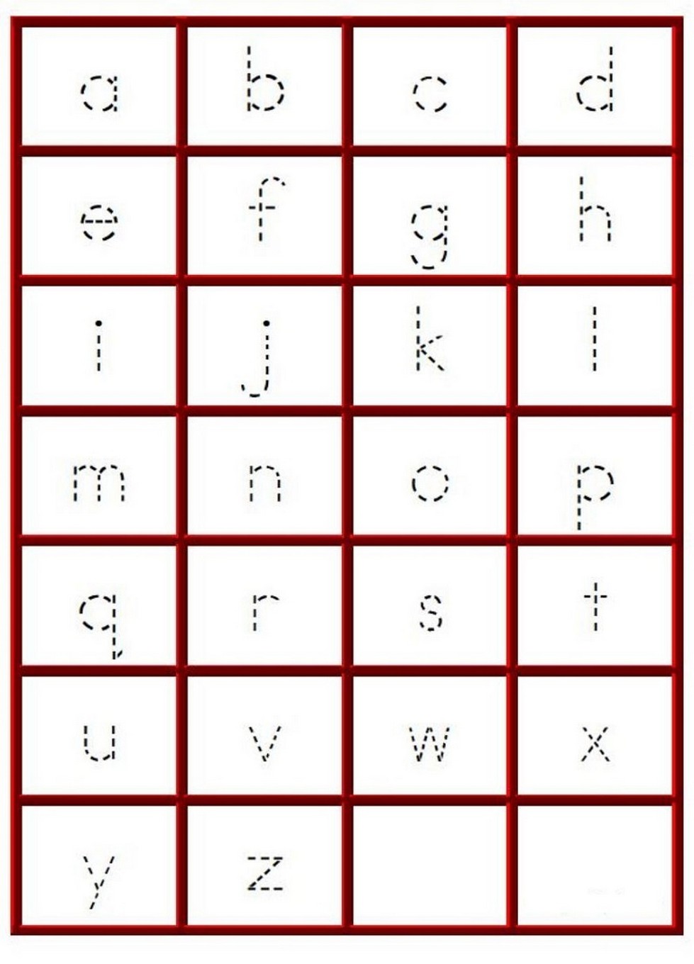 tracing letters a-z worksheets page