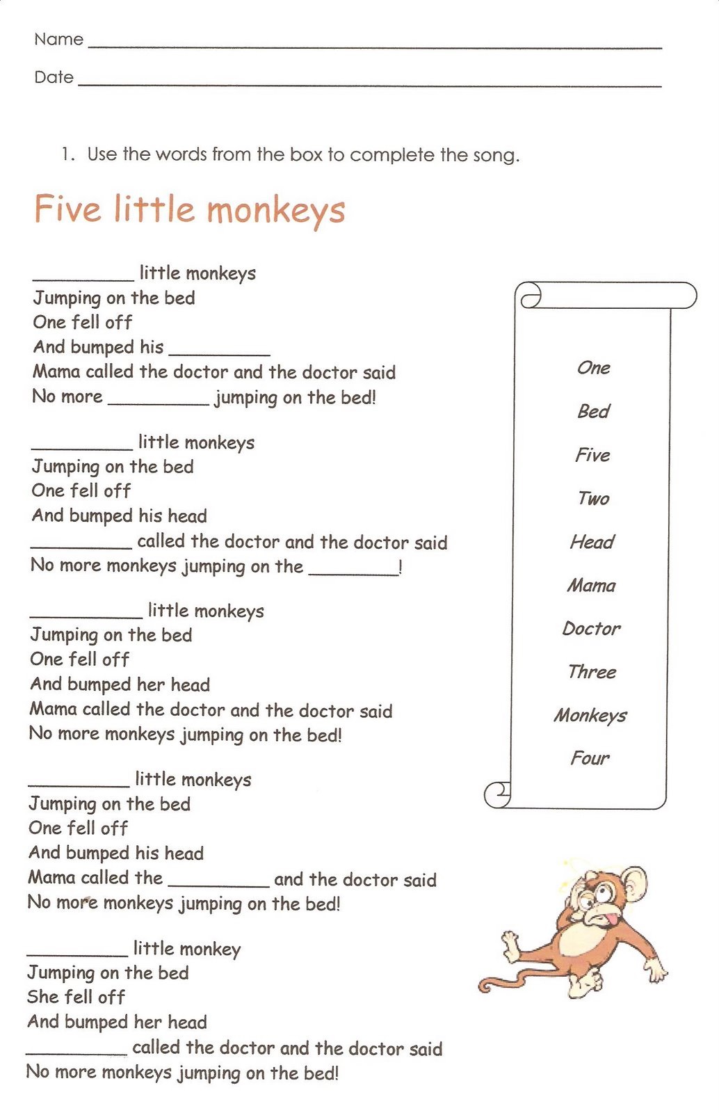 First Grade English Worksheets to Print | Learning Printable