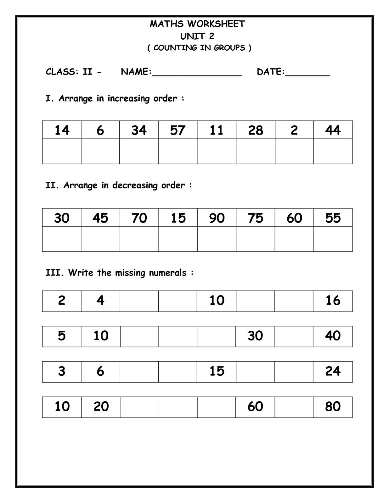 Ks1 Maths Worksheets Number Learning Printable