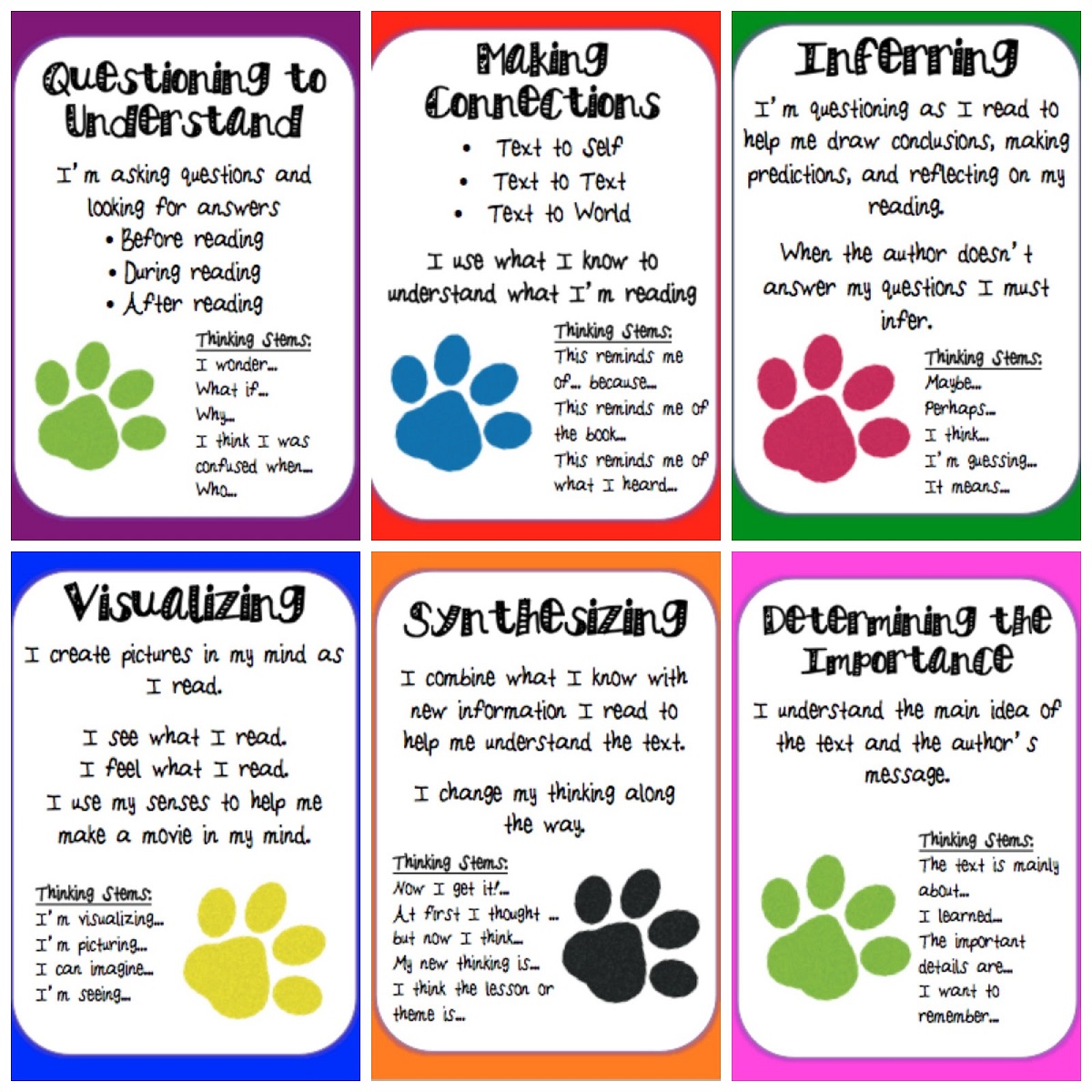 free printable reading strategy posters for kids