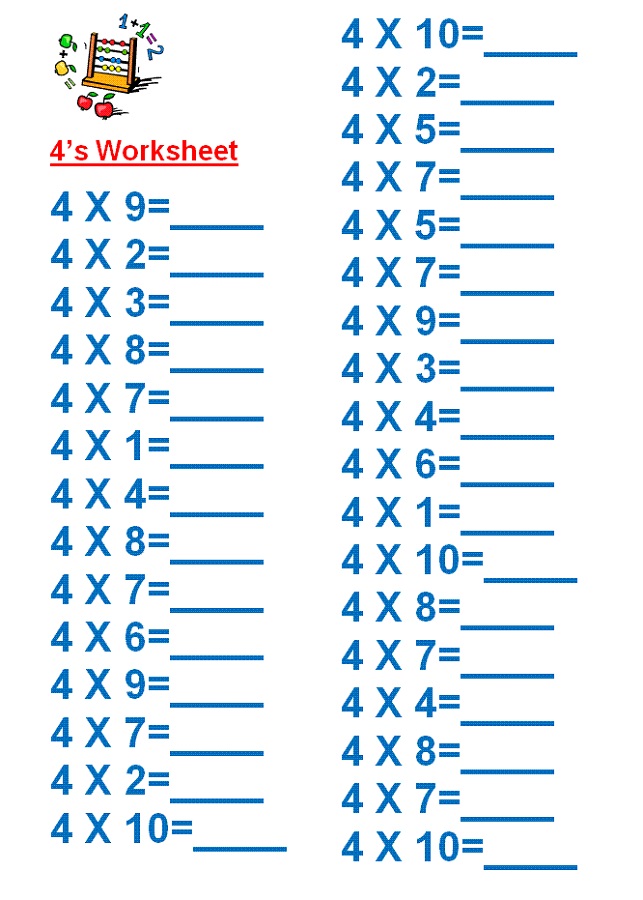 3rd Grade Math Worksheets 4 Times Learning Printable
