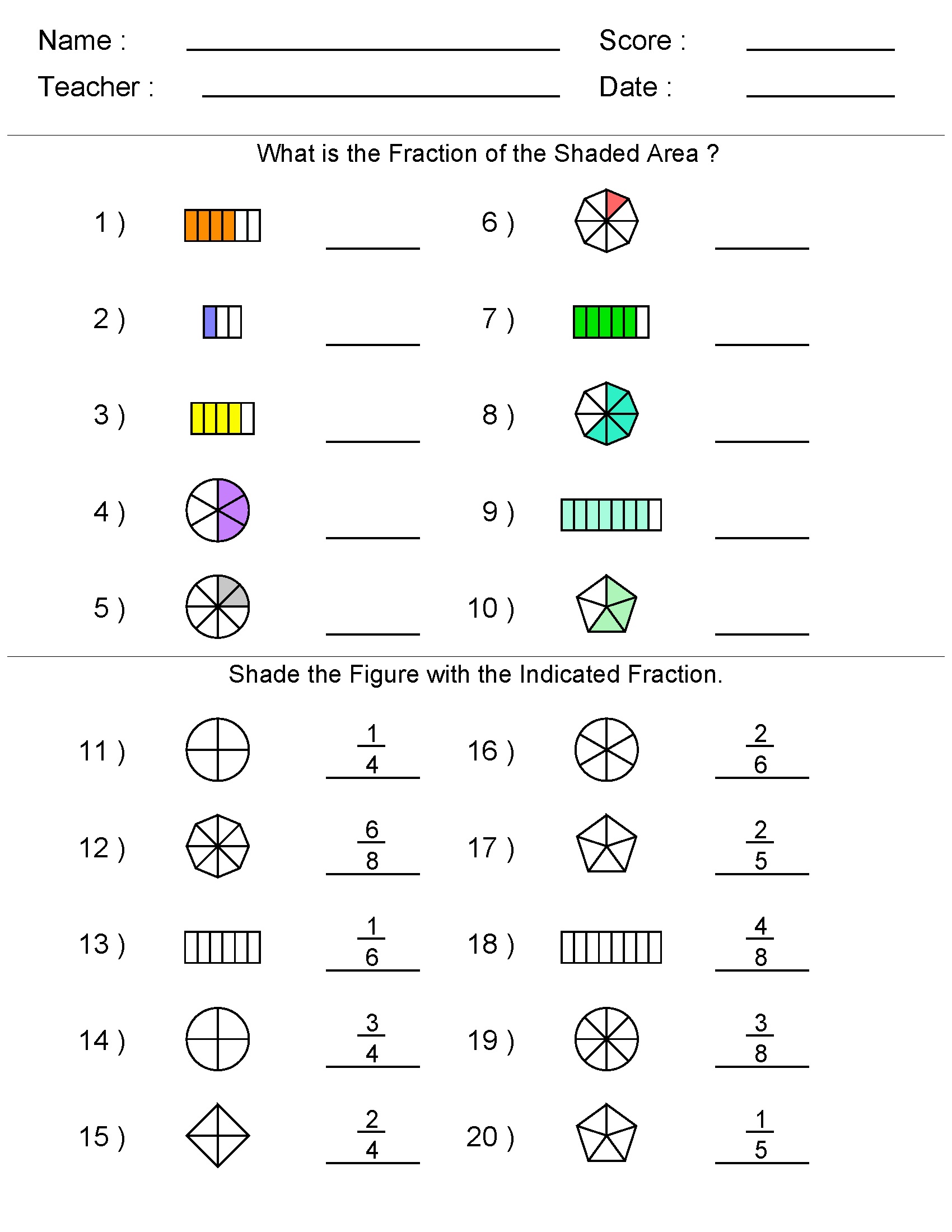 3rd Grade Fractions Worksheets