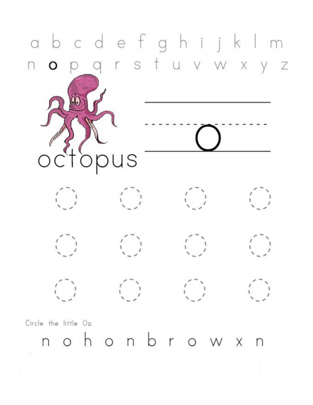 Letter o Tracing Worksheet Octopus