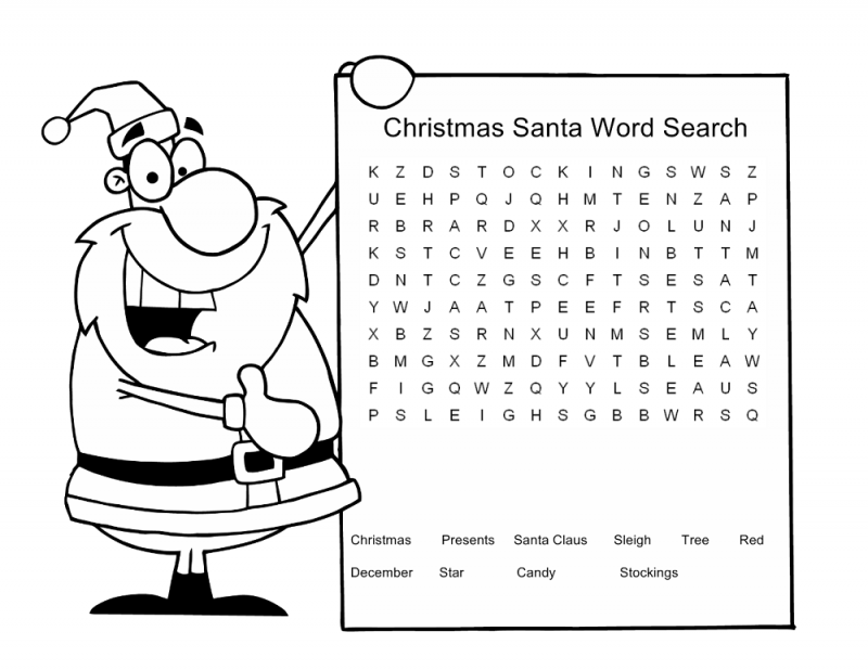 Xmas Santa word search printables for kids
