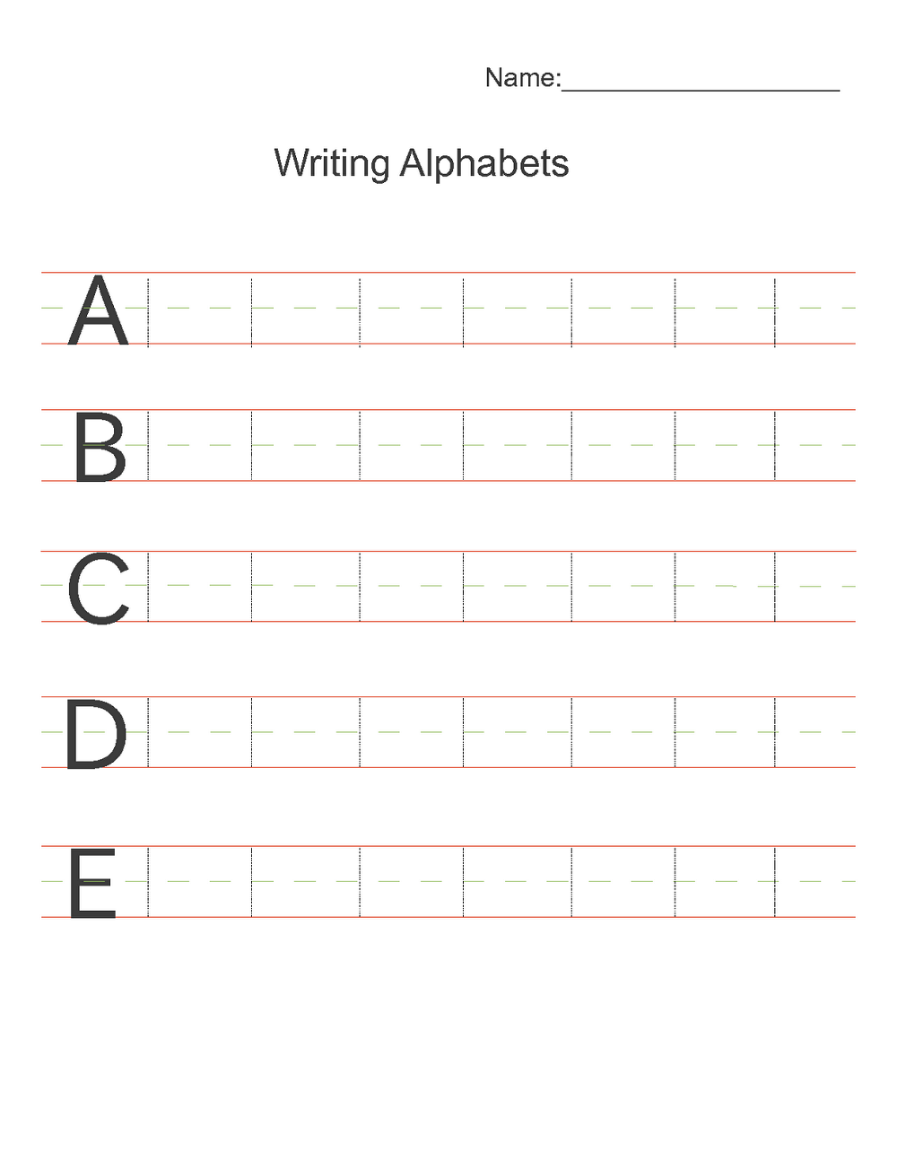 alphabet writing practice printable