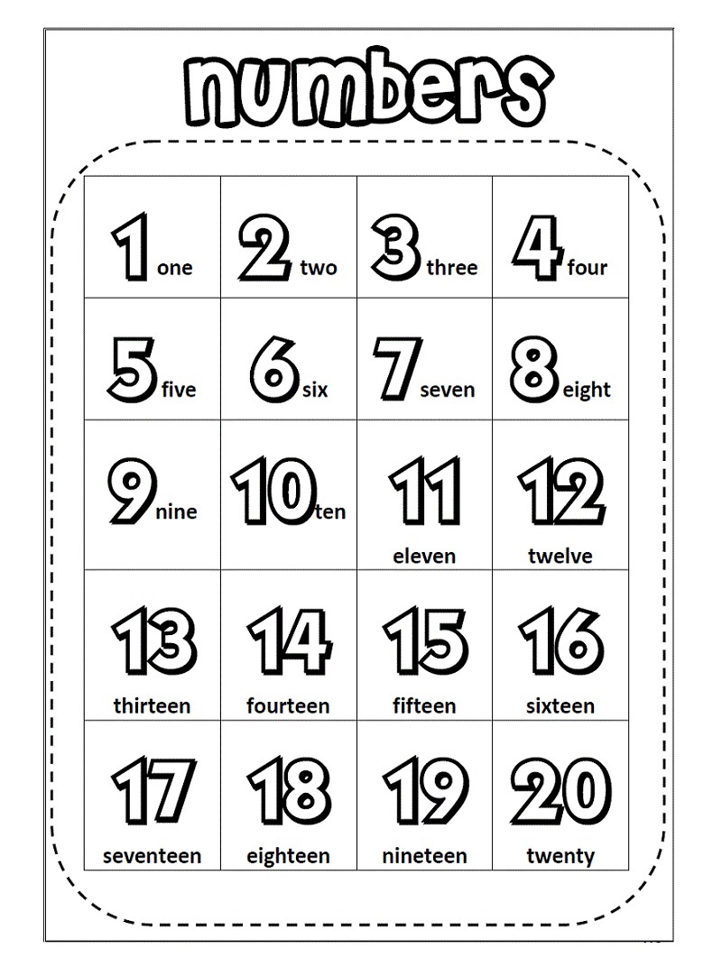 count to 20 printable learning