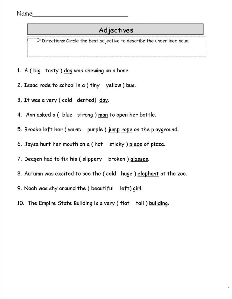 English Printable Worksheets 3 Grade | Learning Printable