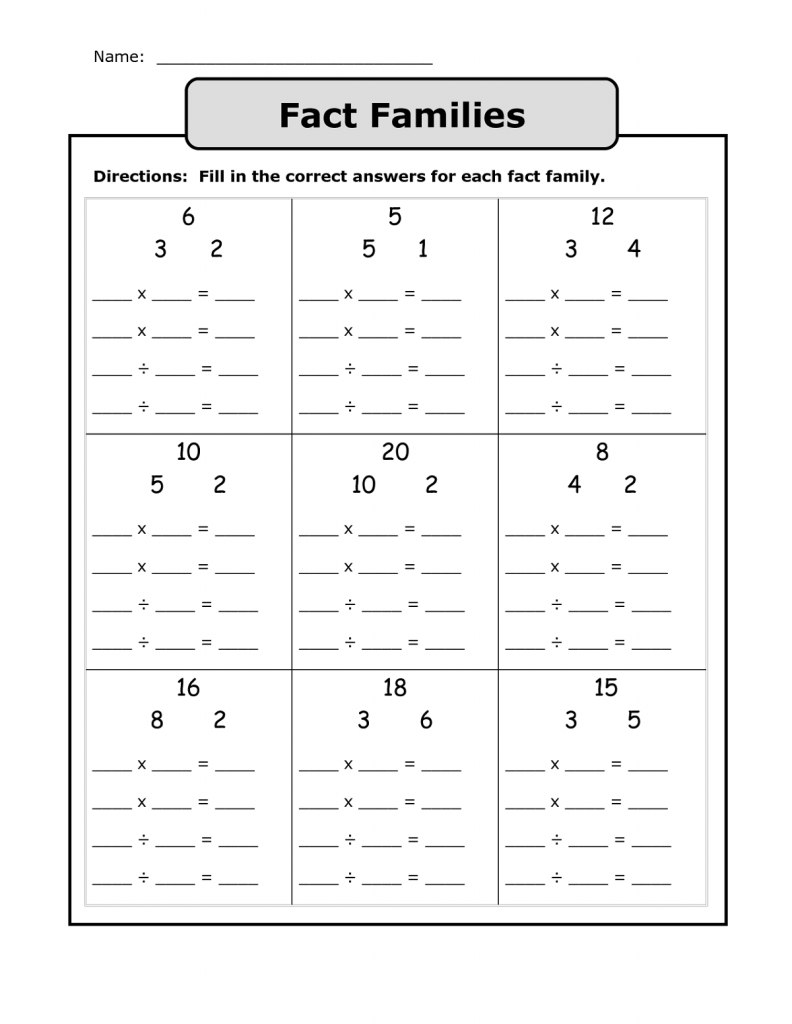 fact family worksheets free printable