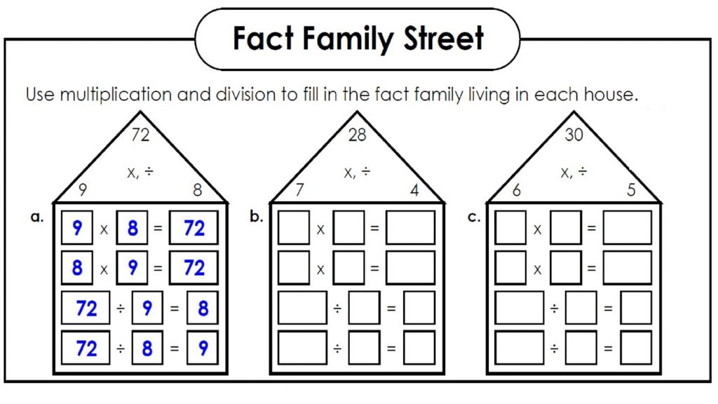 family of facts worksheets fun