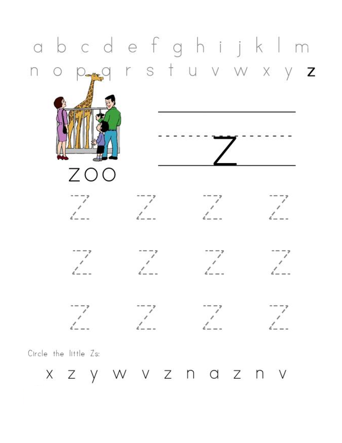 free printable worksheets for preschoolers for the letter z practice