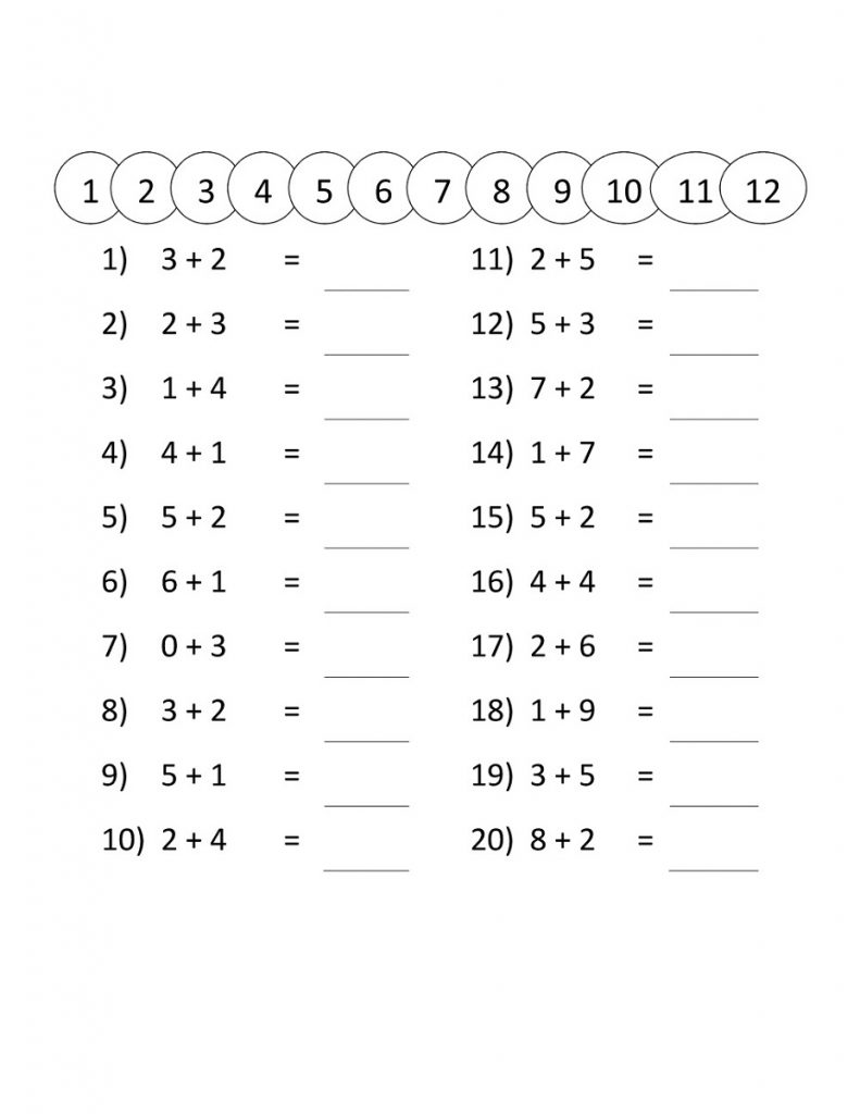 math grade1 addition worksheets