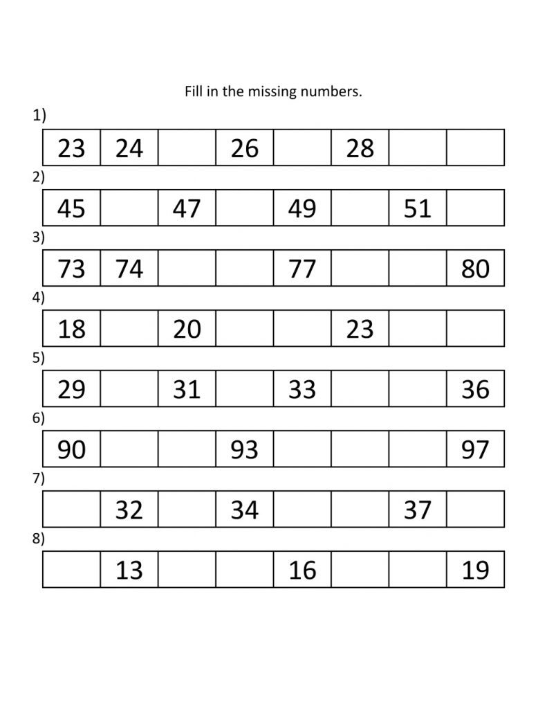 math grade1 missing numbers worksheets