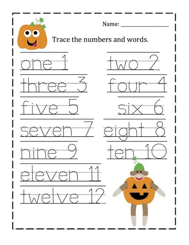 number words activities trace