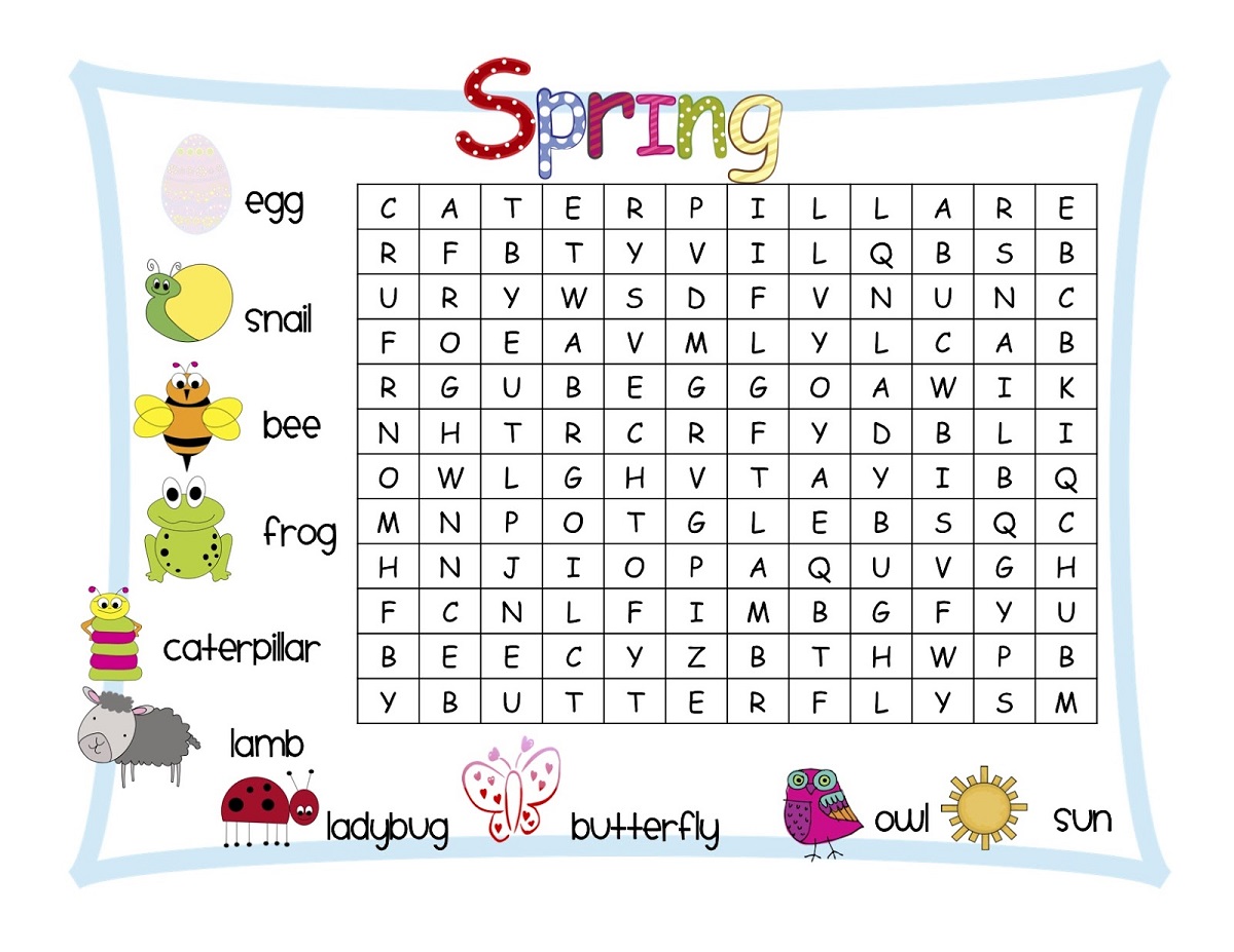 spring word search printables for kids