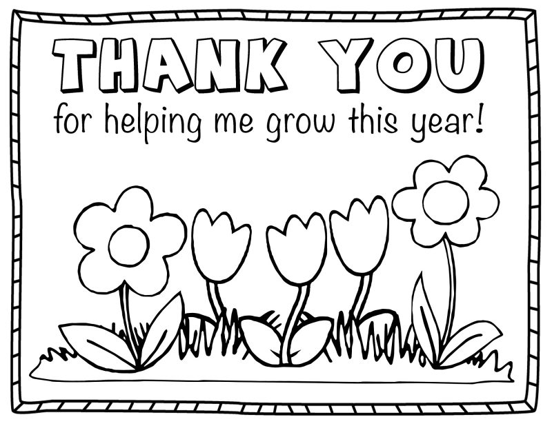 thank you colouring sheet for kids flower
