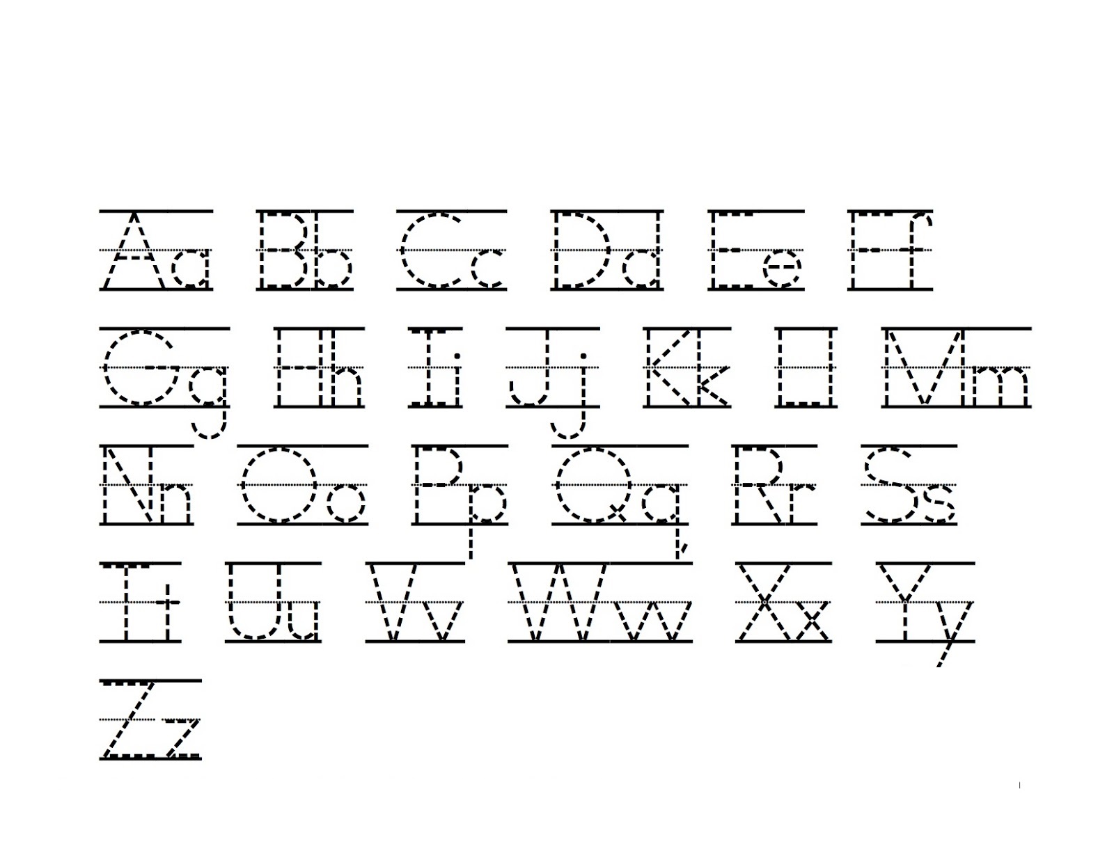 trace lowercase and uppercase alphabet sheet