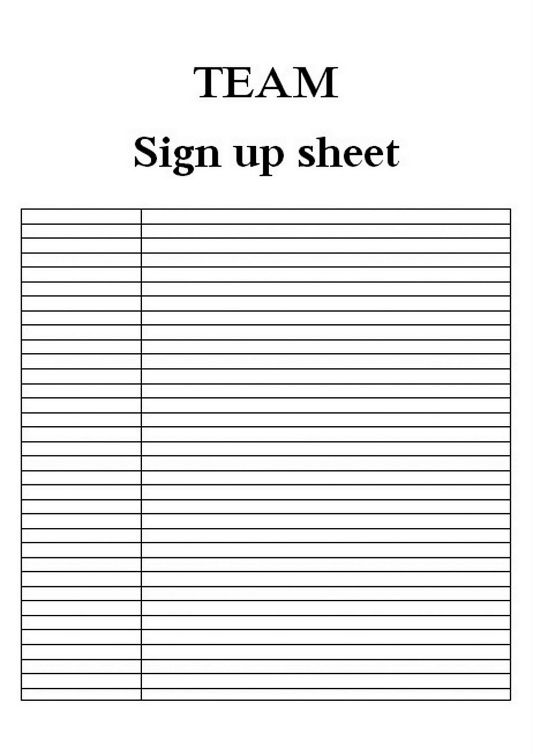 Printable Sign Up List simple