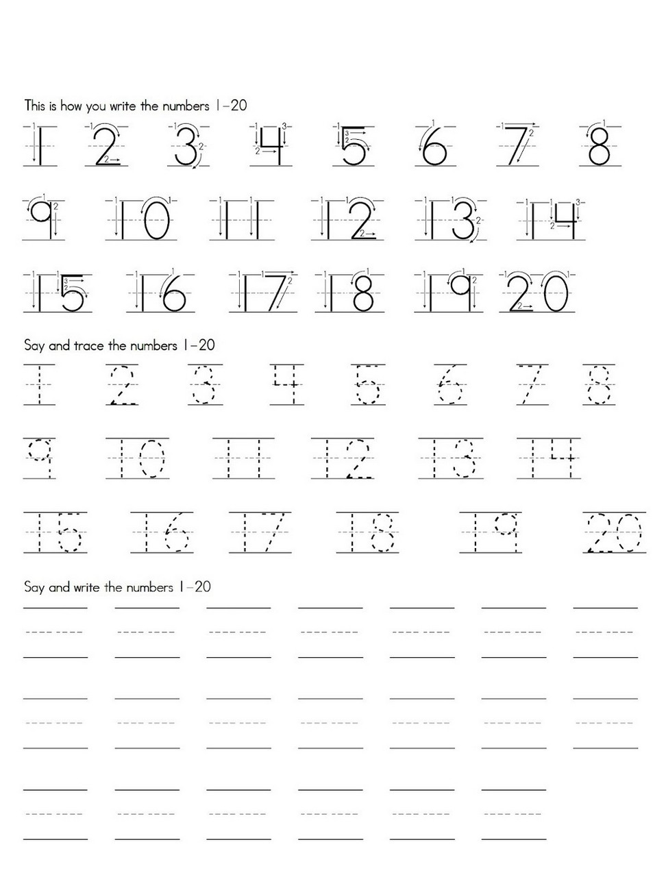 learning numbers worksheets activity