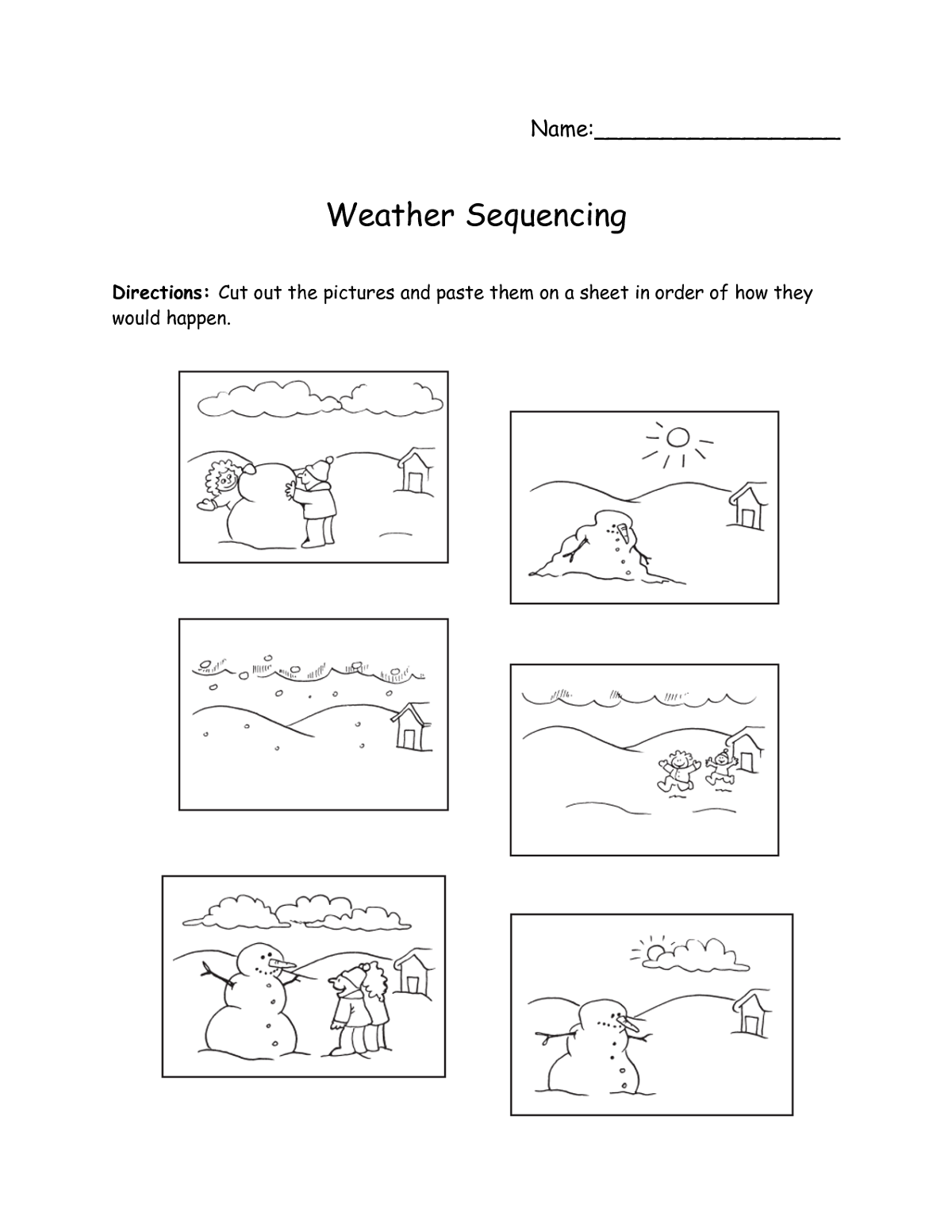 story worksheets for kindergarten squencing