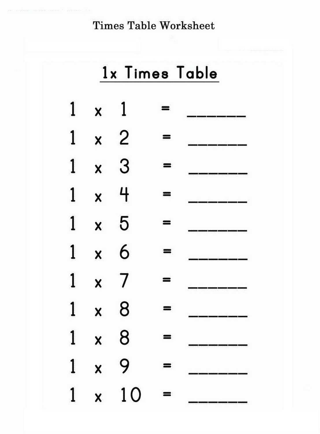 times table exercise basic easy