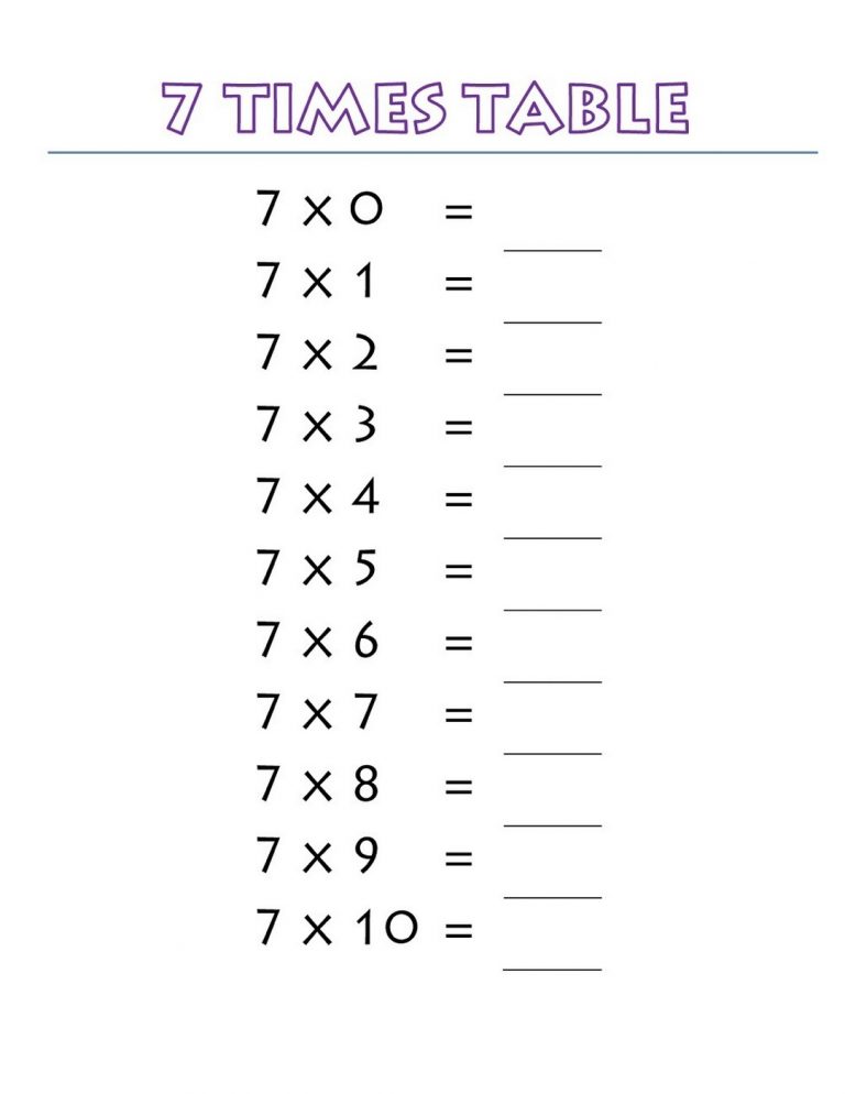 Times Tables Exercises to Print | Learning Printable