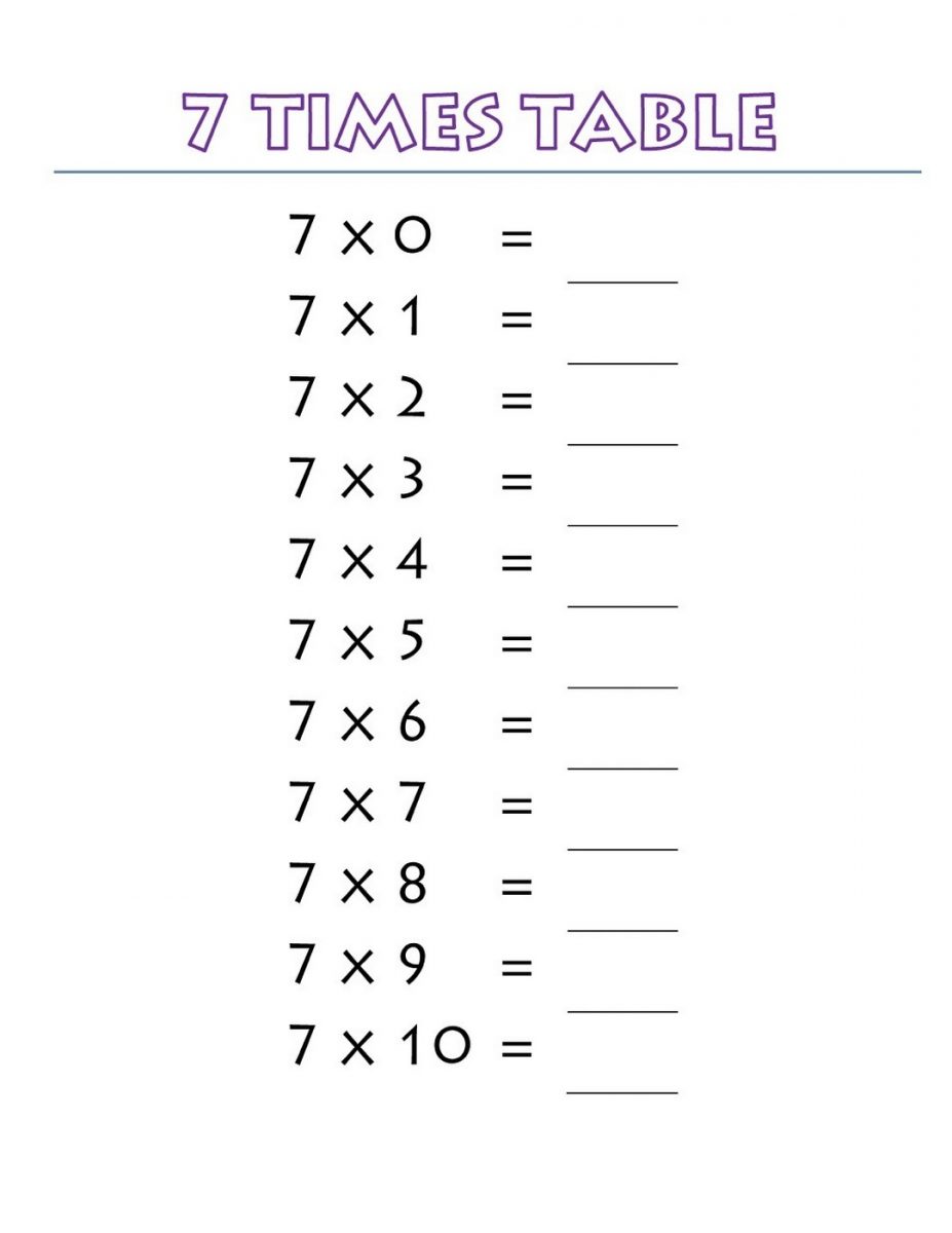 Times Tables Exercises to Print Learning Printable