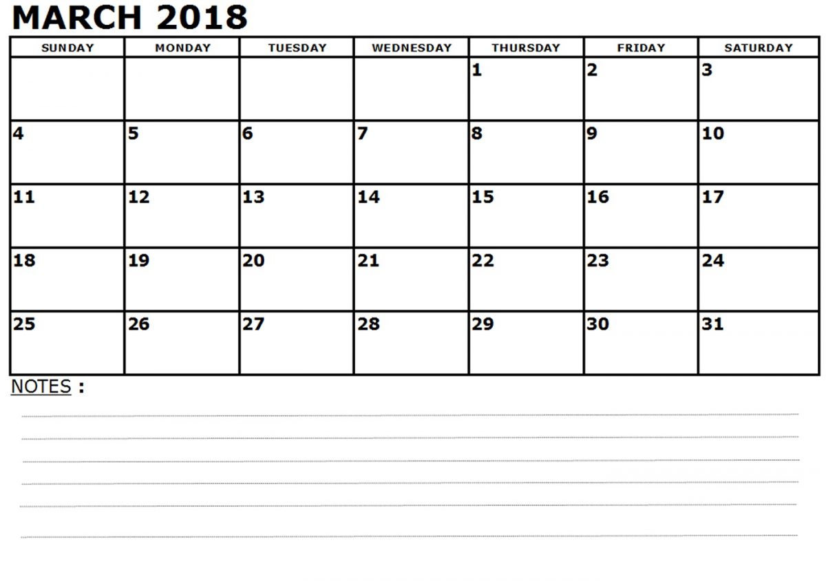 March Calendars 2018 Learning Printable — free download