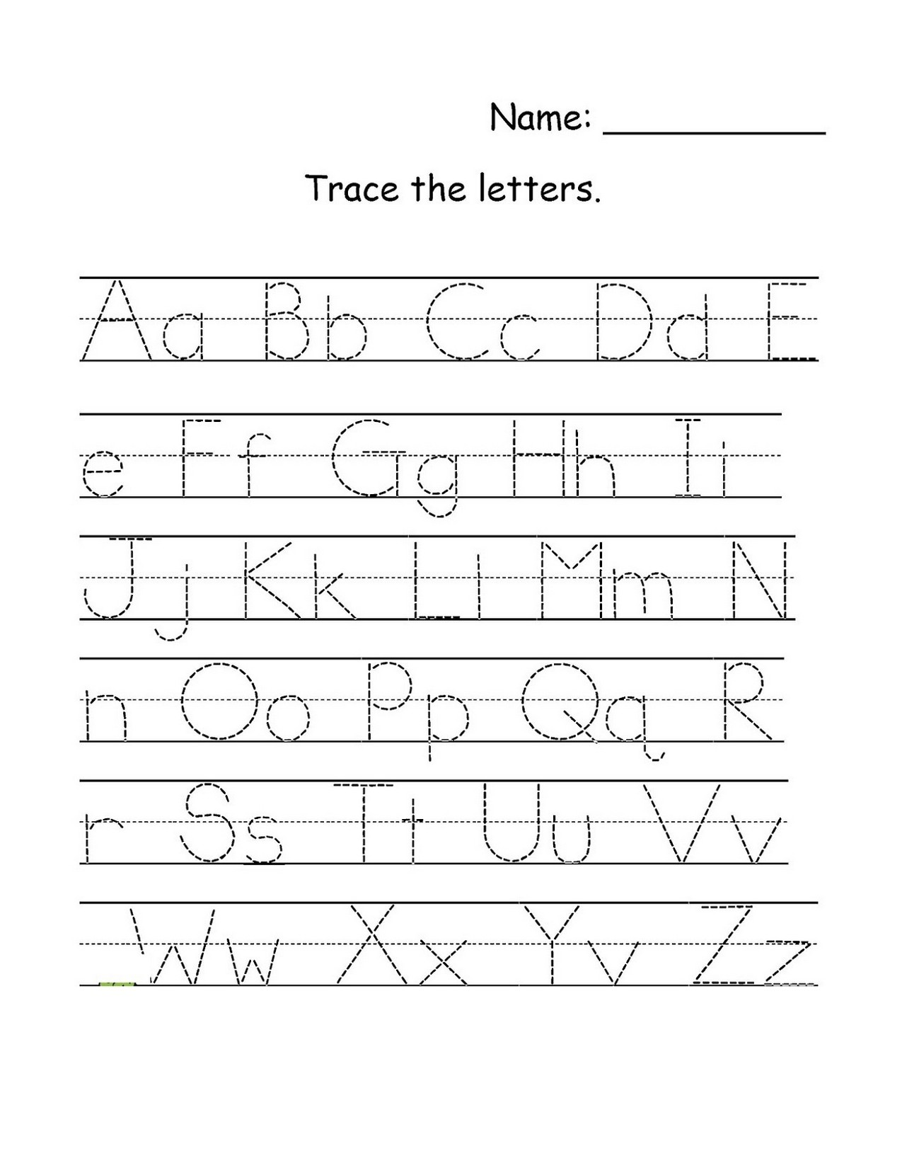 uppercase and lowercase letters tracing worksheet activity