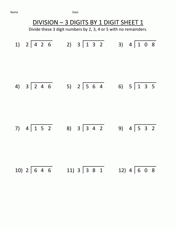 4th Grade Worksheets Division – Learning Printable