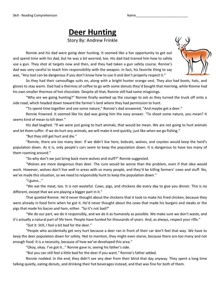 6th Grade Worksheets Reading Learning Printable