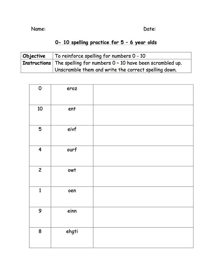 Activities for 7 Year Olds Printable Spelling