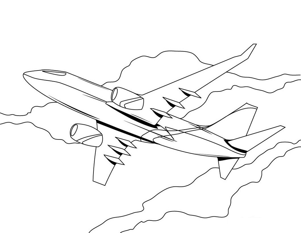 Childrens Colouring Activity Sheets Plane