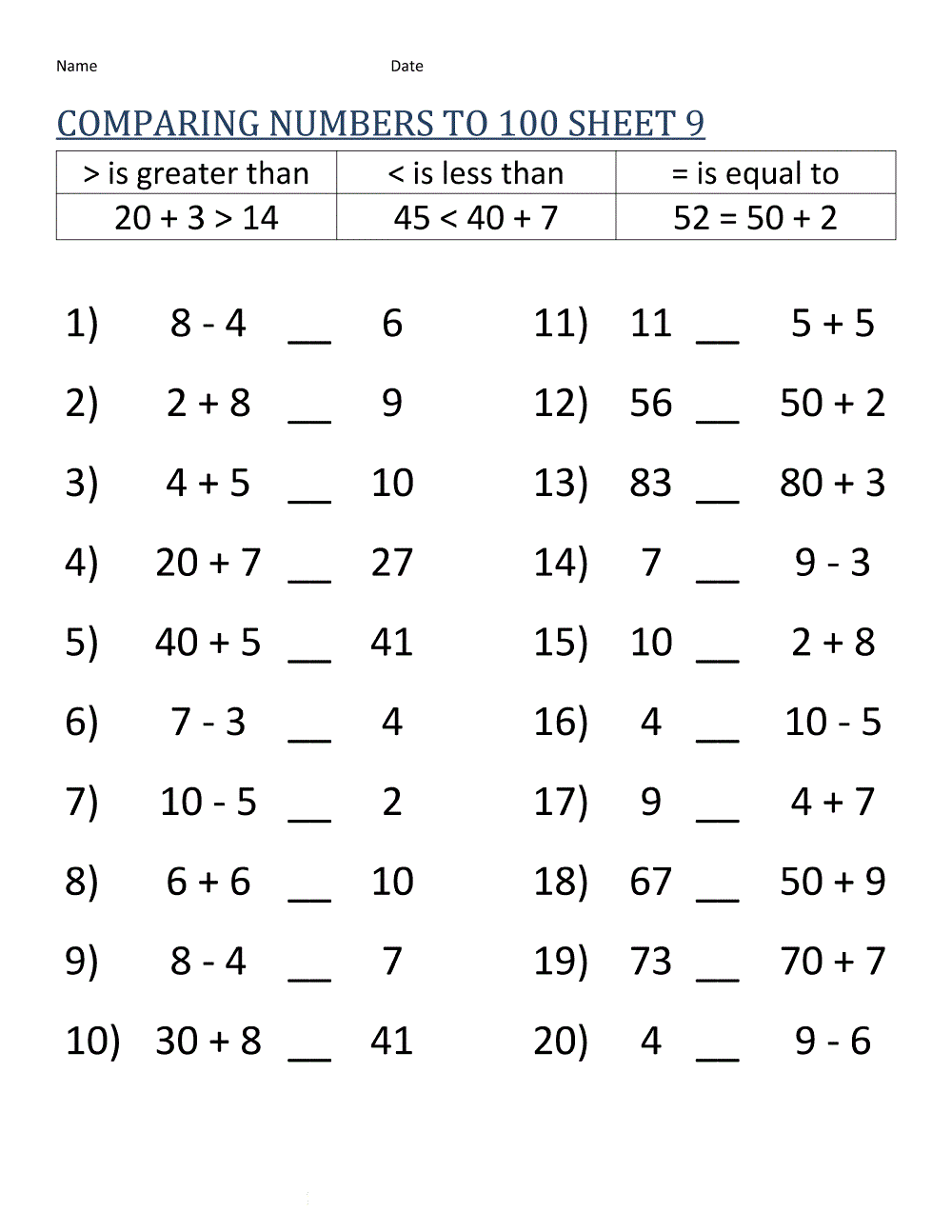 Math Exercises for Kids Counting