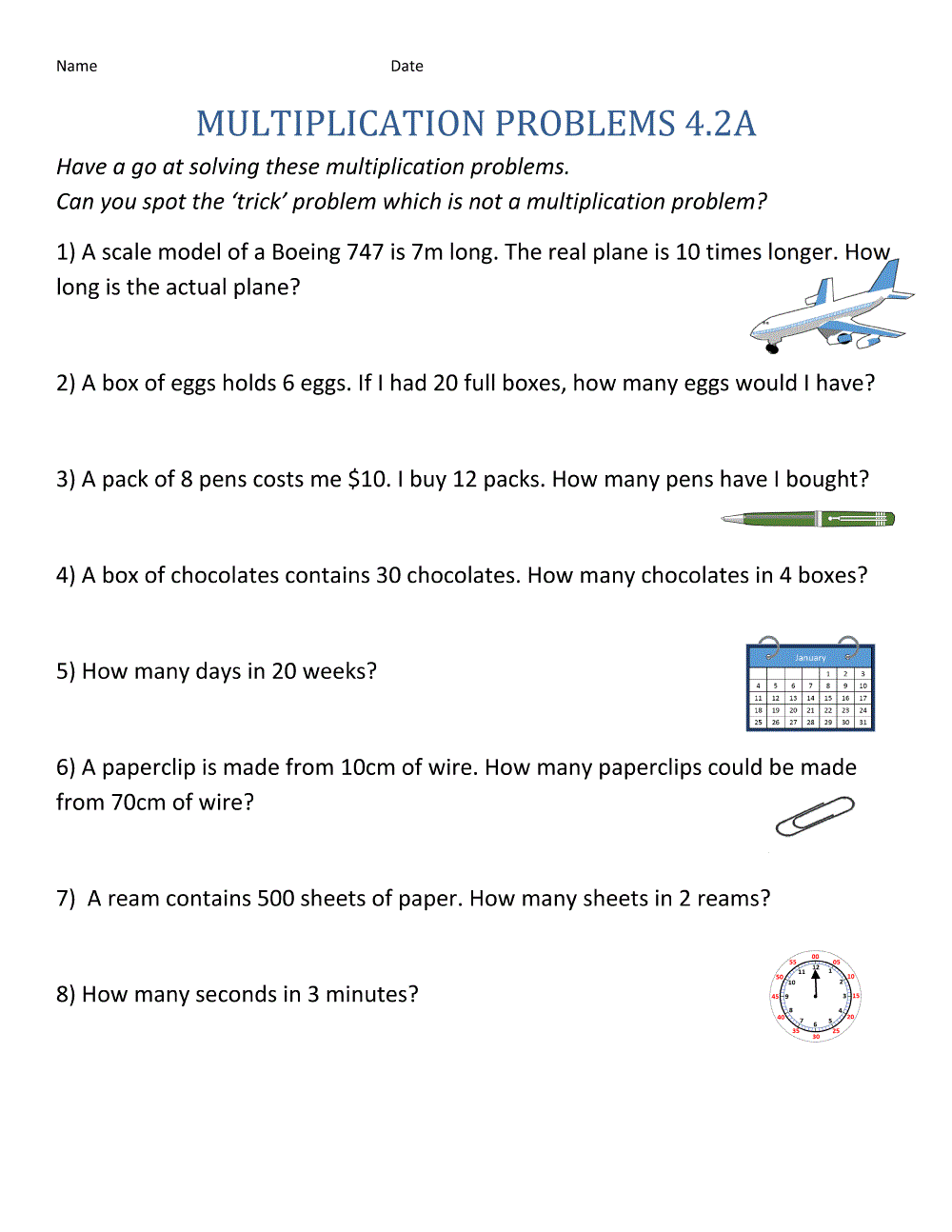 Word Problems Worksheets 4th Grade
