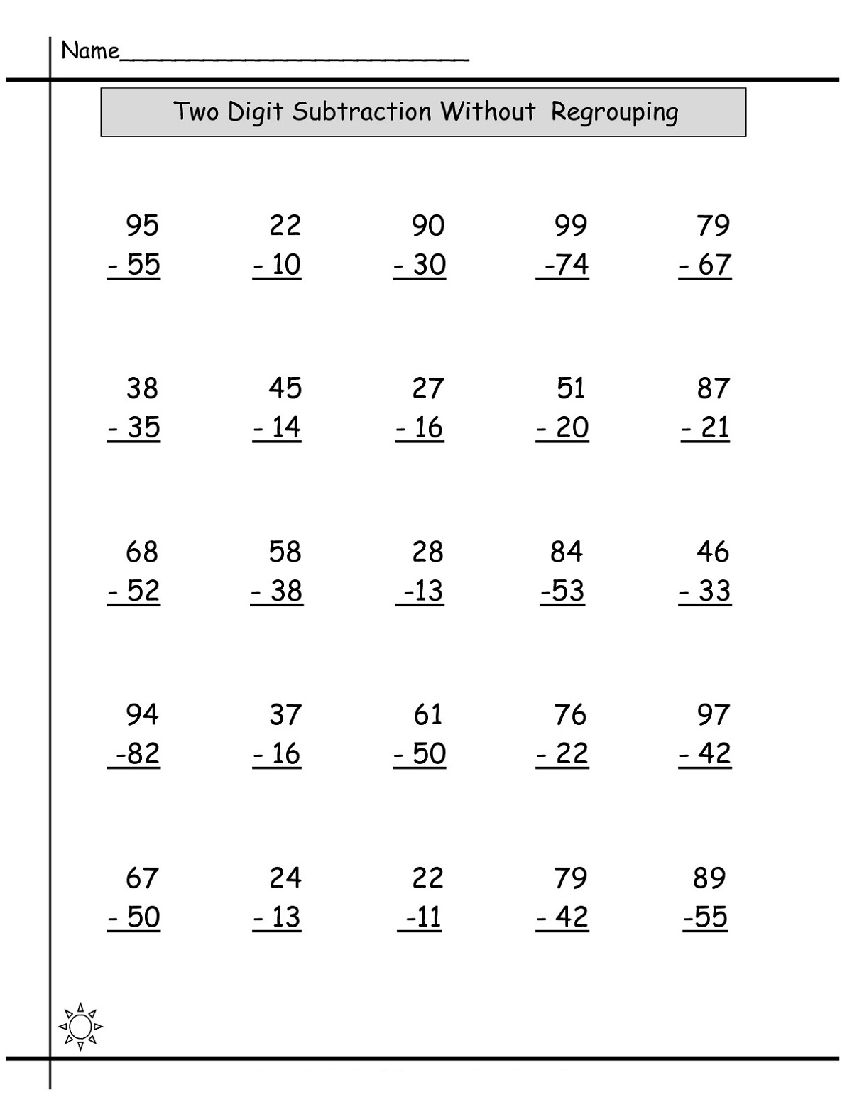 Year 3 Maths Worksheets Subtraction