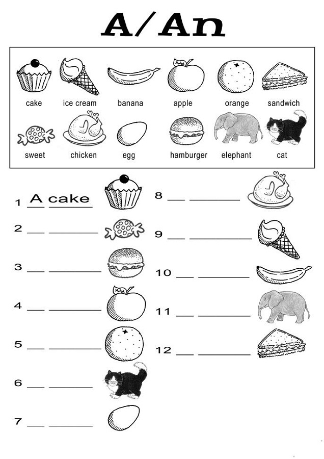 A and An Worksheets Free Printable Kindergarten