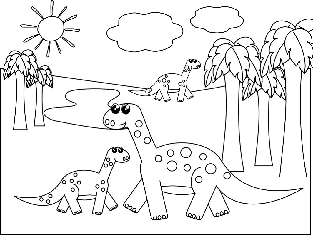 Coloring Book Pages for Kids Dinasaur