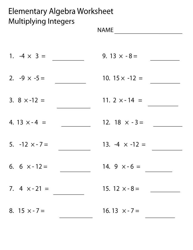 Elementary Math Worksheets Multipliying