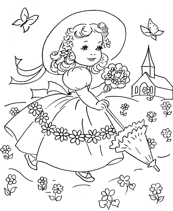 Spring Coloring Pages Girls
