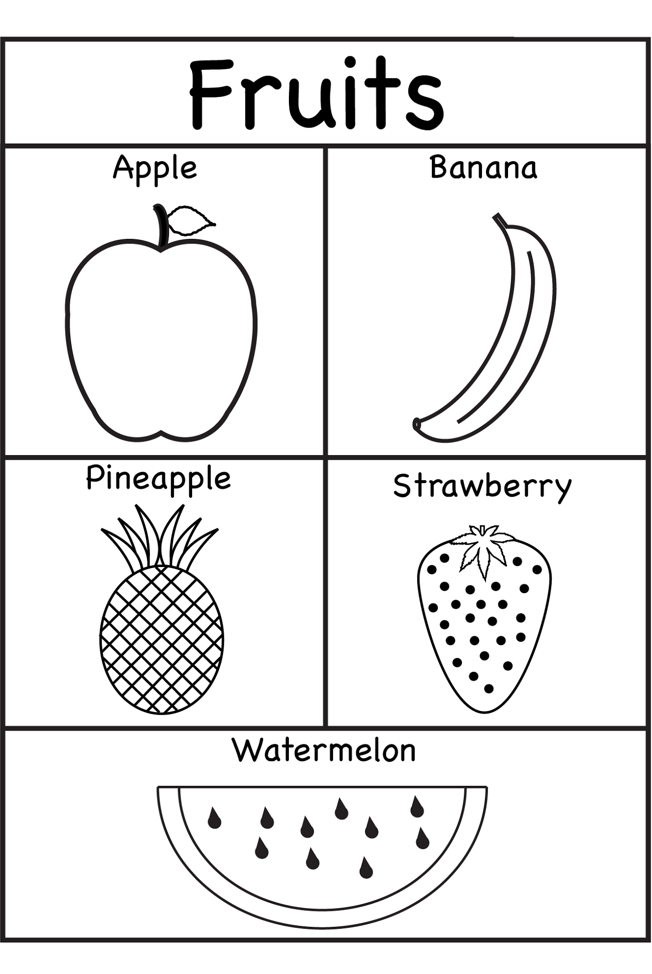 Kindergarten English Worksheets Fruit