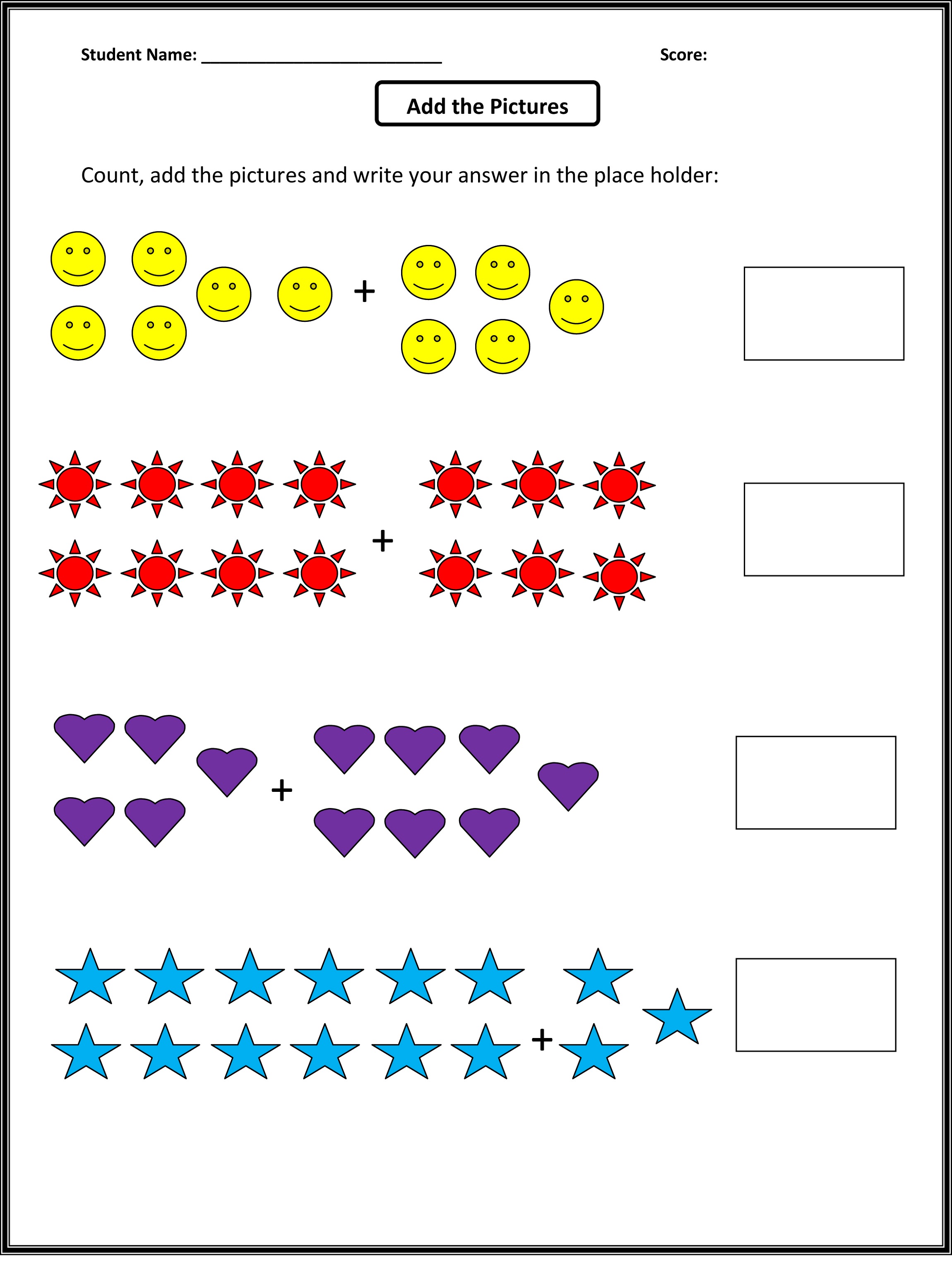 Free Math Worksheets for Grade 1 Counting