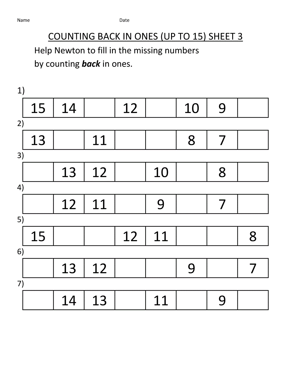 Free Online Math Worksheets Counting