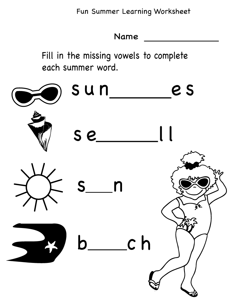 Fun Worksheets for Kindergarten Word