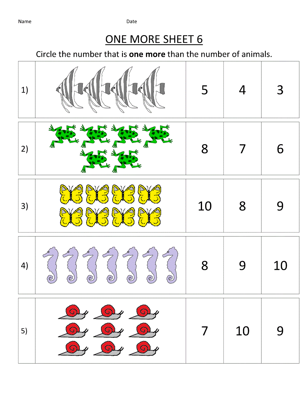 Kindergarten Activities Worksheets Number