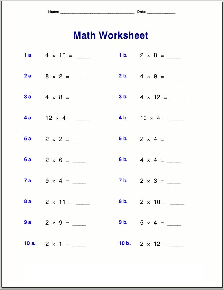 Times Table Practice Sheets Learning Printable