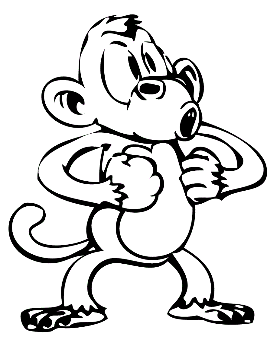 Childrens Printable Coloring Pages Monkey