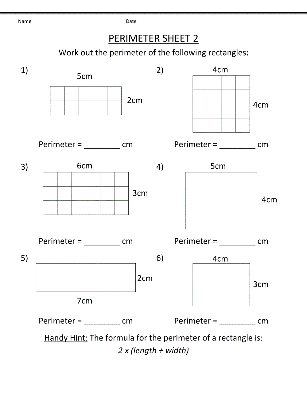 Grade 4 Math Worksheets Perimeter