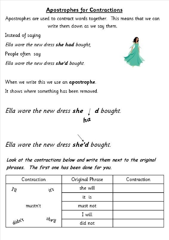Ks2 English Worksheets Contractions – Learning Printable