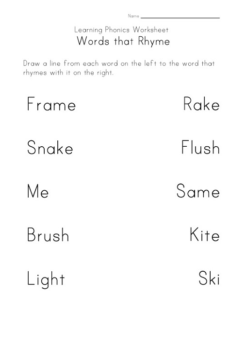 Worksheets for 4 Year Olds Rhyme
